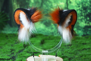Tiger ear and tail set realistic faux fur  tiger tail and ear set tiger petplay set animal cosplay tail and ear tiger kemonomimi ears