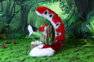 Faux fur dragon tail and ear anime cosplay fluffy tipped dragon wirin wickerbeast fursuit tail furry tail and ear lolita kemonomimi therian