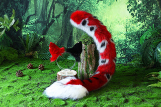 Faux fur dragon tail and ear anime cosplay fluffy tipped dragon wirin wickerbeast fursuit tail furry tail and ear lolita kemonomimi therian