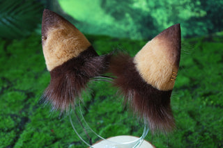 Multicolor stitching faux fur cat ears and tail curved puppy tail and ears wolf tail and ears fox ears and tail butt plug anime cosplay role play