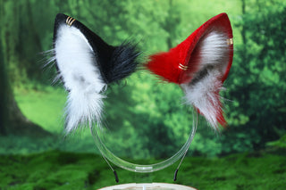 Faux fur red dragon tail plug and ear anime cosplay fluffy tipped dragon wirin wickerbeast fursuit tail ear furry tail lolita kemonomimi therian