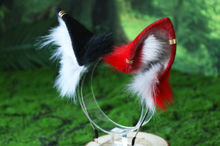 Faux fur red dragon tail plug and ear anime cosplay fluffy tipped dragon wirin wickerbeast fursuit tail ear furry tail lolita kemonomimi therian