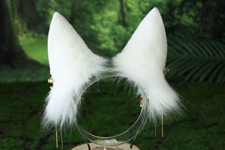 Red white 3 tailed kitsune tail and ear faux fur 3 fox tail and ears therian kitten ear and tail cat ear and tail butt plug anime cosplay role play