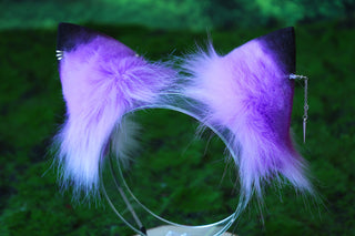 3 tailed kitsune tail and ear faux fur purple white 3 fox tail plug and ear kitten ear and tail butt plug set wolf ear and tail anime cosplay role play