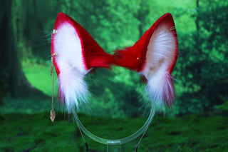3 tailed kitsune tail and ear faux fur white red 3 fox tail butt plug and ear kitten ear and tail plug set wolf ear and tail anime cosplay role play