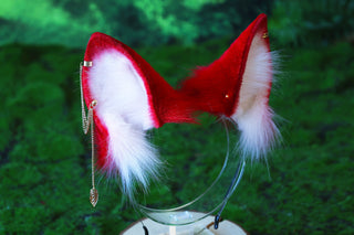 3 tailed kitsune tail and ear faux fur white red 3 fox tail butt plug and ear kitten ear and tail plug set wolf ear and tail anime cosplay role play