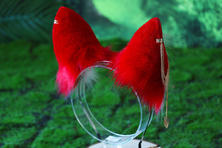 3 tailed kitsune tail and ear faux fur white red 3 fox tail butt plug and ear kitten ear and tail plug set wolf ear and tail anime cosplay role play