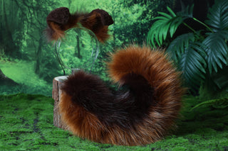 Faux fur shepherd dog tail and ear set Shiba Inu dog ear and tail anime cosplay brown coffee therian puppy ear tail plug puppy girl kemonomimi