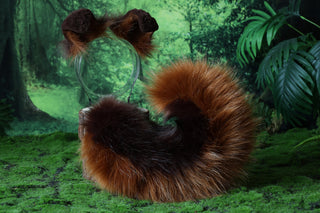 Faux fur shepherd dog tail and ear set Shiba Inu dog ear and tail anime cosplay brown coffee therian puppy ear tail plug puppy girl kemonomimi