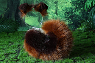 Faux fur shepherd dog tail and ear set Shiba Inu dog ear and tail anime cosplay brown coffee therian puppy ear tail plug puppy girl kemonomimi