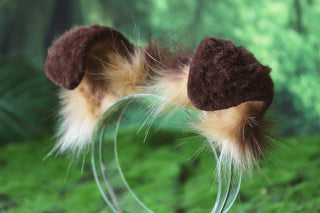 Faux fur shepherd dog tail and ear set brown Shiba Inu dog ear and tail anime cosplay therian puppy ear and tail plug puppy girl kemonomimi