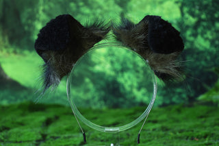 Faux fur shepherd dog tail and ear set black green Shiba Inu dog ear and tail anime cosplay therian puppy ear and tail puppy girl kemonomimi