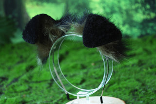 Faux fur shepherd dog tail and ear set black green Shiba Inu dog ear and tail anime cosplay therian puppy ear and tail puppy girl kemonomimi