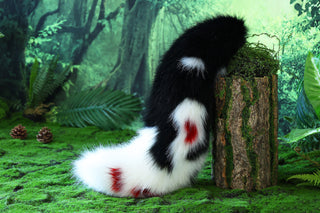 Realistic faux fur fox tail and ear set neon black splicing wolf ear and tail anime cosplay therian cat ear and tail kitten kemonomimi furry