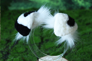 Faux fur shepherd dog tail and ear set Shiba Inu dog ear and tail plug anime cosplay black spots therian puppy ear tail dalmatian kemonomimi