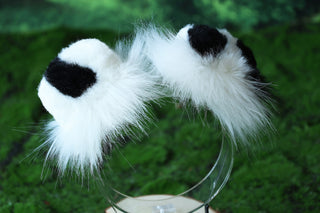 Faux fur shepherd dog tail and ear set Shiba Inu dog ear and tail plug anime cosplay black spots therian puppy ear tail dalmatian kemonomimi