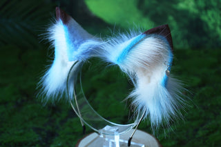 Realistic faux fur cat ears and tail blue kitten ears and tail butt plug kittenplay anime cosplay fox ears and tail therian wolf ear and tail kemonomimi