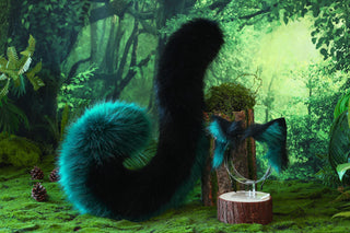 Realistic faux fur cat ears and tail black green kitten ears and tail butt plug kittenplay anime cosplay fox ears and tail therian wolf ear and tail kemonomimi