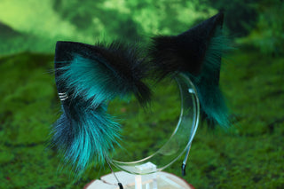 Realistic faux fur cat ears and tail black green kitten ears and tail butt plug kittenplay anime cosplay fox ears and tail therian wolf ear and tail kemonomimi