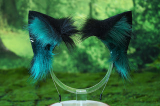 Realistic faux fur cat ears and tail black green kitten ears and tail butt plug kittenplay anime cosplay fox ears and tail therian wolf ear and tail kemonomimi