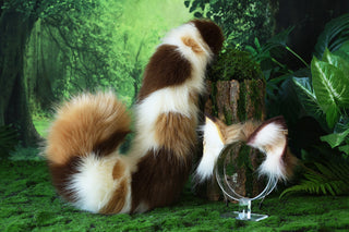 Realistic faux fur cat tail and ear kemonomimi kitten ear and tail anime cosplay therian puppy ear and tail dog tail and ears furry kitty