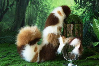Realistic faux fur cat tail and ear kemonomimi kitten ear and tail anime cosplay therian puppy ear and tail dog tail and ears furry kitty