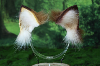 Realistic faux fur cat tail and ear kemonomimi kitten ear and tail anime cosplay therian puppy ear and tail dog tail and ears furry kitty