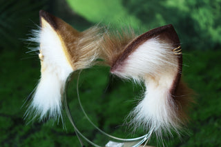 Realistic faux fur cat tail and ear kemonomimi kitten ear and tail anime cosplay therian puppy ear and tail dog tail and ears furry kitty