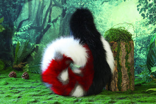 Red black faux fur shepherd dog tail and ear set Shiba Inu dog ear and tail butt plug anime cosplay therian puppy ear and tail puppy girl kemonomimi