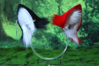 Red black faux fur shepherd dog tail and ear set Shiba Inu dog ear and tail butt plug anime cosplay therian puppy ear and tail puppy girl kemonomimi
