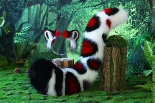 Faux fur snow leopard ear and tail set role play snow leopard cosplay ear and tail therian leopard kemonomimi christmas gift furry tail ear