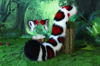 Faux fur snow leopard ear and tail set role play snow leopard cosplay ear and tail therian leopard kemonomimi christmas gift furry tail ear