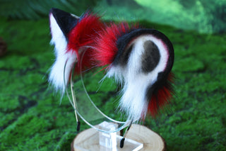 Faux fur snow leopard ear and tail set role play snow leopard cosplay ear and tail therian leopard kemonomimi christmas gift furry tail ear