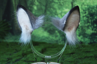 Faux fur tabby cat ears and tail butt plug gray black stripe kitten tail and ears lynx cat tail and ears therian anime cosplay tabby cat kemonomimi