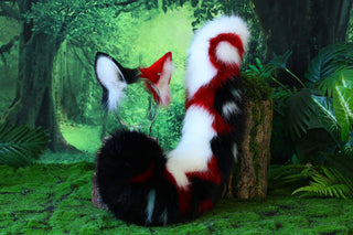Faux fur cat tail and ear kitten ear and tail anime cosplay therian fox ear and tail wolf ear and tail cat girl kemonomimi halloween gifts
