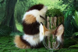 faux fur fluffy cat tail and ear splicing kitten tail plug and ear anime cosplay therian fox ear and tail wolf tail and ear dog puppy kemonomimi