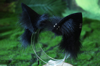 Realistic faux fur cat ears and tail black kitten ears and tail butt plug kittenplay anime cosplay fox ears and tail wolf ear and tail kemonomimi therian