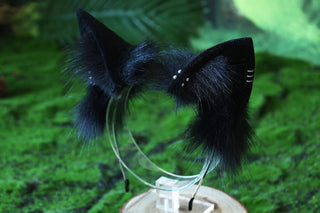 Realistic faux fur cat ears and tail black kitten ears and tail butt plug kittenplay anime cosplay fox ears and tail wolf ear and tail kemonomimi therian