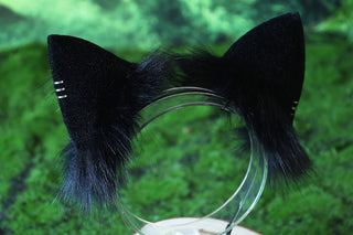 Realistic faux fur cat ears and tail black kitten ears and tail butt plug kittenplay anime cosplay fox ears and tail wolf ear and tail kemonomimi therian