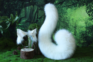 Realistic faux fur cat ears and tail white kitten ears and tail butt plug kittenplay anime cosplay fox ears and tail therian wolf ear and tail kemonomimi