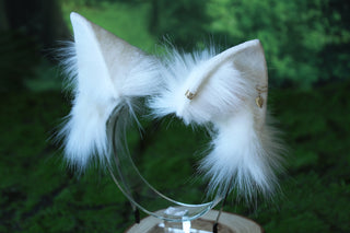 Realistic faux fur cat ears and tail white kitten ears and tail butt plug kittenplay anime cosplay fox ears and tail therian wolf ear and tail kemonomimi
