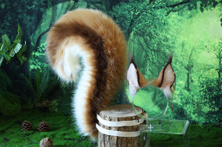 Realistic faux fur squirrel ear and tail Tamias tail and ear animal cosplay squirrel ear and tail furry squirrel kemonomimi Tamias therian