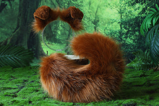 Brown faux fur shepherd dog tail and ear set Shiba Inu dog ear and tail anime cosplay therian puppy ear and tail puppy girl kemonomimi