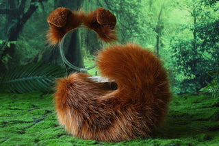 Brown faux fur shepherd dog tail and ear set Shiba Inu dog ear and tail anime cosplay therian puppy ear and tail puppy girl kemonomimi