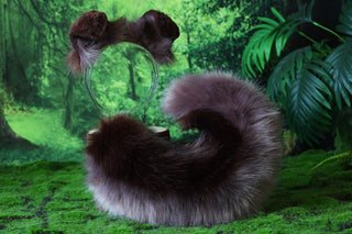 Faux fur shepherd dog tail and ear set brown Shiba Inu dog ear and tail anime cosplay therian puppy ear tail butt plug puppy girl kemonomimi puppy boy
