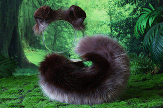Faux fur shepherd dog tail and ear set brown Shiba Inu dog ear and tail anime cosplay therian puppy ear tail butt plug puppy girl kemonomimi puppy boy