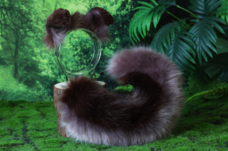 Faux fur shepherd dog tail and ear set brown Shiba Inu dog ear and tail anime cosplay therian puppy ear tail butt plug puppy girl kemonomimi puppy boy