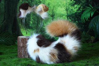 Faux fur shepherd dog tail and ear Splicing Shiba Inu dog ear and tail anime cosplay therian puppy ear and tail plug puppy girl kemonomimi puppy boy
