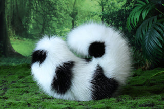 Shepherd dog tail and ear black spots white faux fur shiba Inu dog ear and tail anime cosplay therian puppy ear tail puppy girl kemonomimi