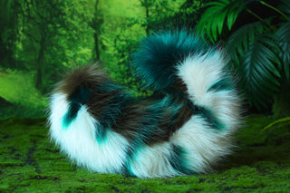 Faux fur shepherd dog tail and ear green white splicing shiba Inu dog ear and tail butt plug anime cosplay therian puppy ear and tail puppy girl kemonomimi